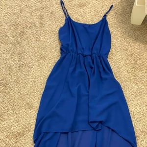 Deep blue flowy high low dress